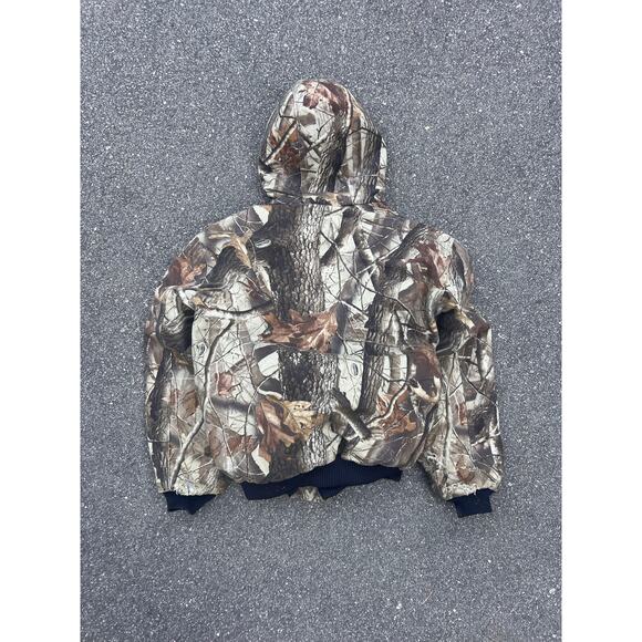 Carhartt Camo Jacket Large Hunting Workwear Duck Canvas Vintage Coat Zip Quilt - Picture 3 of 5